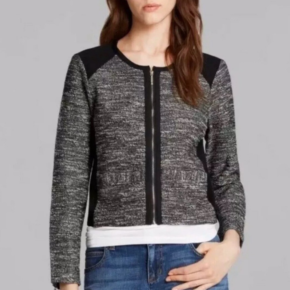EILEEN FISHER ITALIAN FABRIC Jacket Tweedy Knitted Cotton Crop‎ Blazer MEDIUM